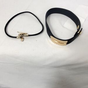 Armani Exchange Black Belt with Gold Leaf Accent